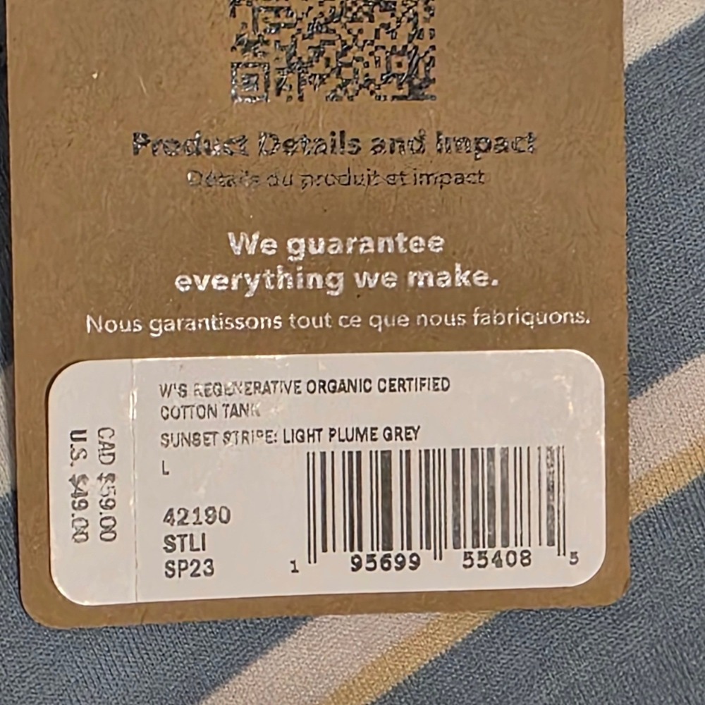 Patagonia Regenerative Organic Cotton Tank Top Women Large Sunset Stripes New - Picture 5 of 5
